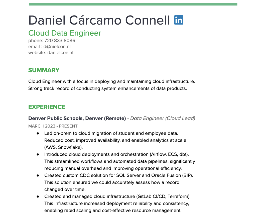 Daniel Connell Resume Preview